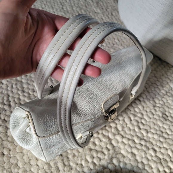 Authentic Prada Daino Bianco Leather Bag Baguette Shoulder Y2k 2000s Vintage - Picture 9 of 11